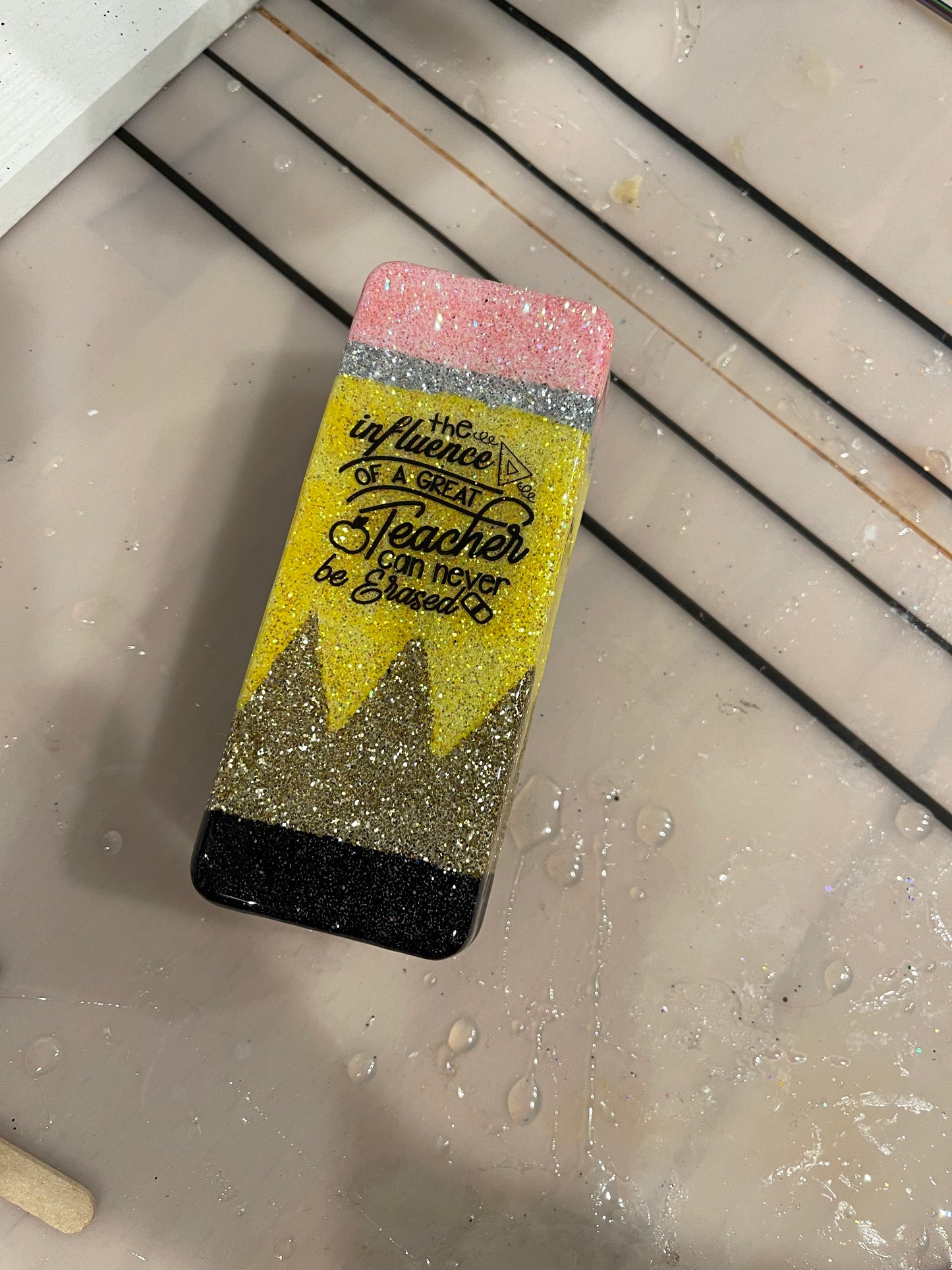 Teacher pencil themed dry erase eraser
